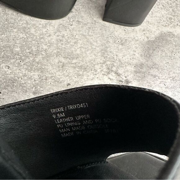 STEVE MADDEN TRIXIE BLACK LEATHER PLATFORM BLOCK HEEL SANDALS SIZE 9.5 - Picture 10 of 12